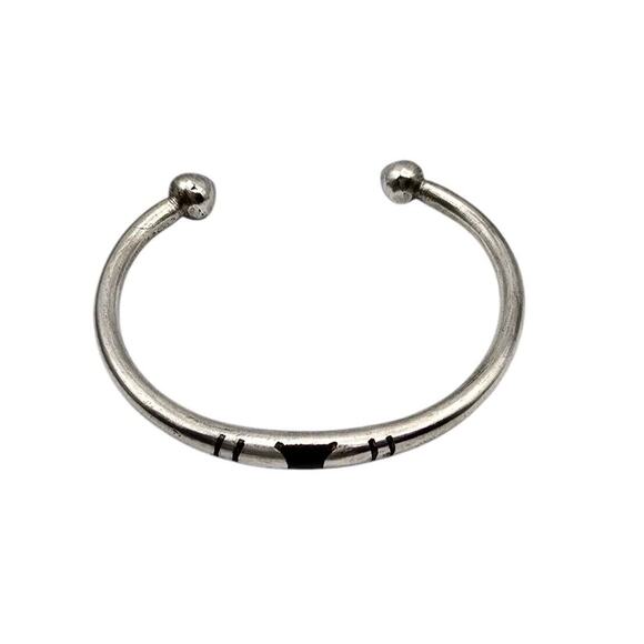 Bracelet Sterling Silver 925 Artisan Mark VII Cuff 0.8 oz Fits Size 6.5 - Picture 2 of 10